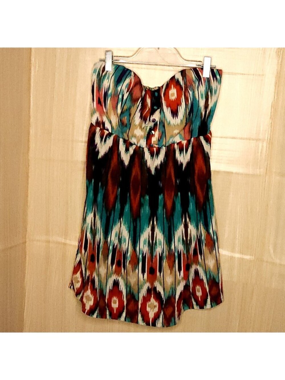 Poetry Womens Jewel Tone Strapless Sweetheart Neckline Striped Dress Medium